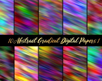 May include: Ten digital papers with abstract gradient designs in a variety of colors, including blue, green, red, purple, and yellow. The papers are arranged in a grid pattern.