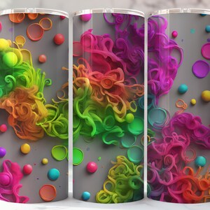 Colori al neon Abstract Tumbler Png Wrap, Vibrant Visions - Tumbler sottile da 20 oz con motivi astratti audaci