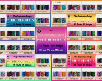 120 Abstract Mug Wrap Designs: Sublimation PNG Templates (Digital Download)