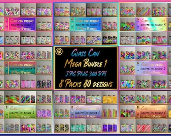 16oz Glass Can Sublimation Wrap: Abstract Designs, Mega Bundle (Digital Download)