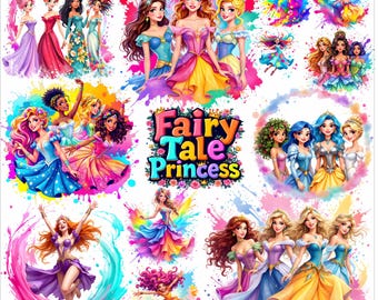 Fairy Tale Princess Clipart Bundle – 100+ Magical Royal Girls PNG for Crafts, Parties & Sublimation