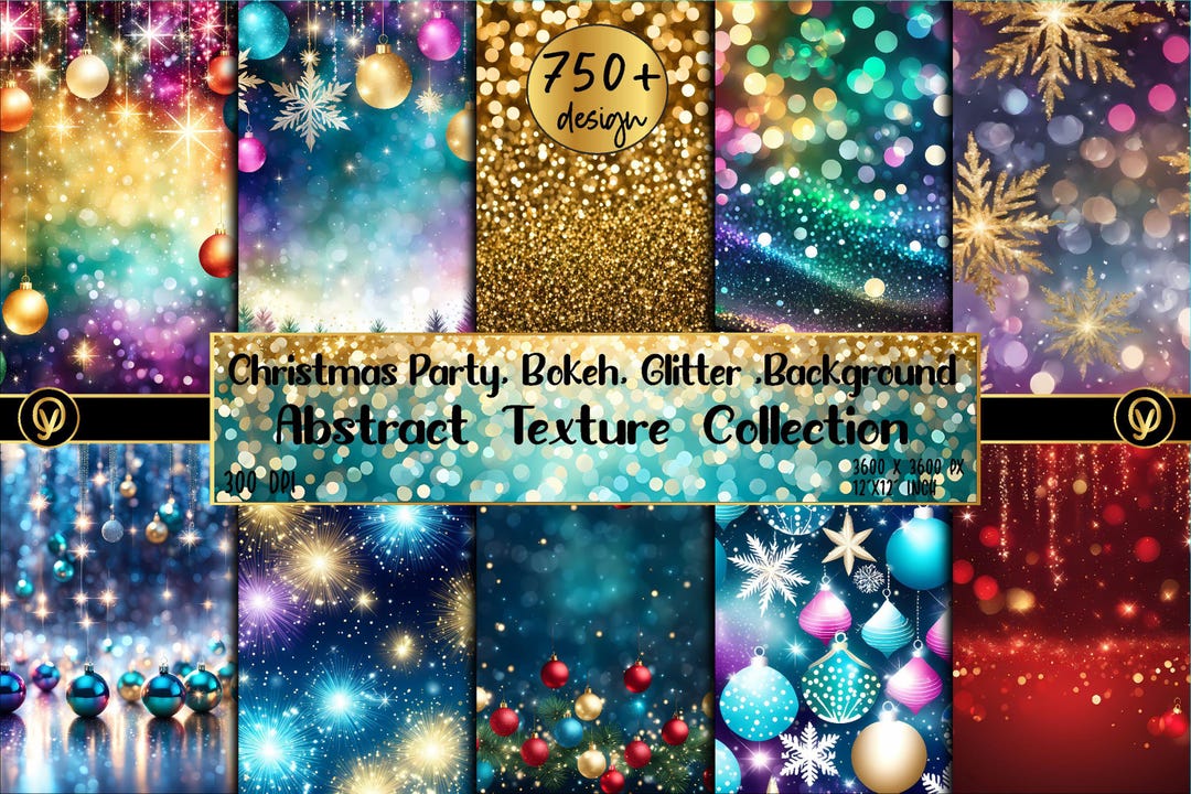 Christmas Glitter Background Bundle: 750+ Festive Bokeh Digital Papers ...