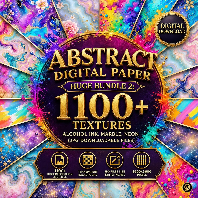 Abstract Digital Paper Huge Bundle 2: 1100+ Textures - Alcohol Ink ...