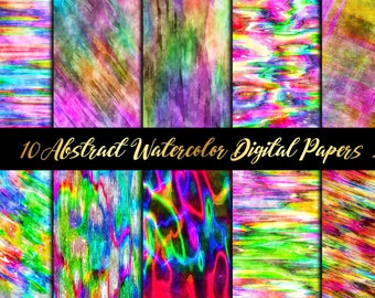 Abstract Watercolor Digital Paper: Multicolor Holographic Backgrounds (Digital Download)