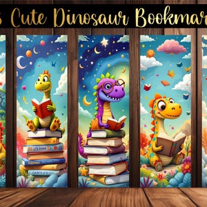 Niedliche Dinosaurier Lesezeichen, 25 digitale Dino Lesezeichen, druckbare Kinder Lesezeichen, lustige Lese Zubehör für Buchliebhaber