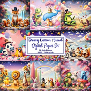 Whimsical Animal Digital Paper Pack: Fantasy Scrapbook Designs (Digital Download)