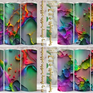 Neon Abstract Liquid Tumbler Wrap Designs: 20 Oz Skinny Tumbler PNG (Digital Download)
