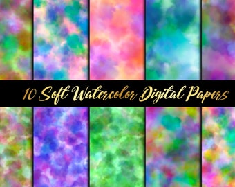 Watercolor Texture Digital Paper: Abstract Painted Clipart (Digital Download)