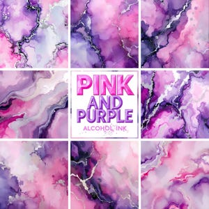 Papel Digital com Tinta Mármore Rosa e Roxo: Fundos com Texturas Abstratas (Pacote JPG, 12x12, 300 DPI)
