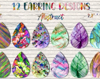 Earring Sublimation Bundle 27.Abstract Teardrop Earring Sublimation Png Designs,Earring Templates For Sublimation.Printable Earring Graphics