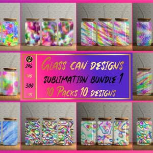 16oz Glass Can  Sublimation Desing Bundle 1,Glass Can Wrap Png Template,Libbey Can Glass Template,Abstract Designed Glass Can