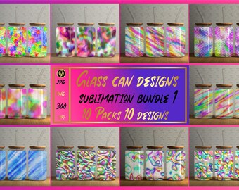 Abstract Glass Can Wrap PNG Template: Sublimation Design Bundle (Digital Download)