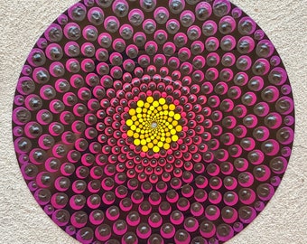 Floral Design: Acrylic Painted Dot Art Vinyl Record