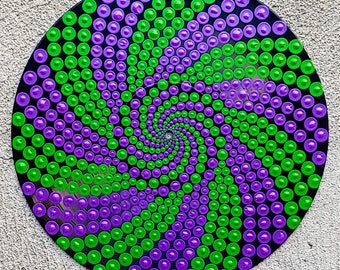 Custom Double Spiral Design: Acrylic Painted Dot Art Vinyl Record