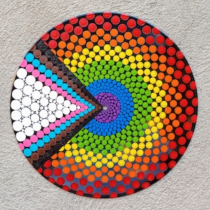 Progress Pride Flag: Acrylic Painted Dot Art Vinyl Record