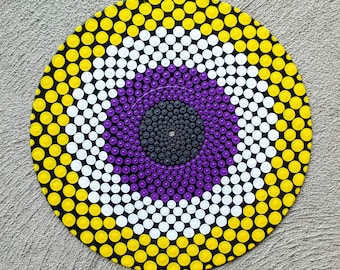 Nonbinary Pride Flag: Acrylic Painted Dot Art Vinyl Record