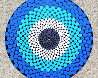 Frayromantic/Ignotaromantic Design: Acrylic Painted Dot Art Vinyl Record