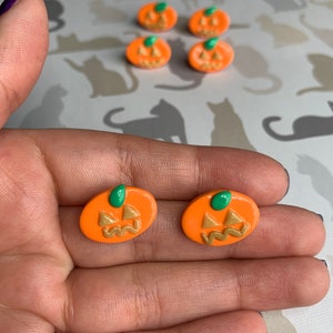 Punkin Pumpkin, glow in the dark Lush Halloween inspired polymer clay stud earrings