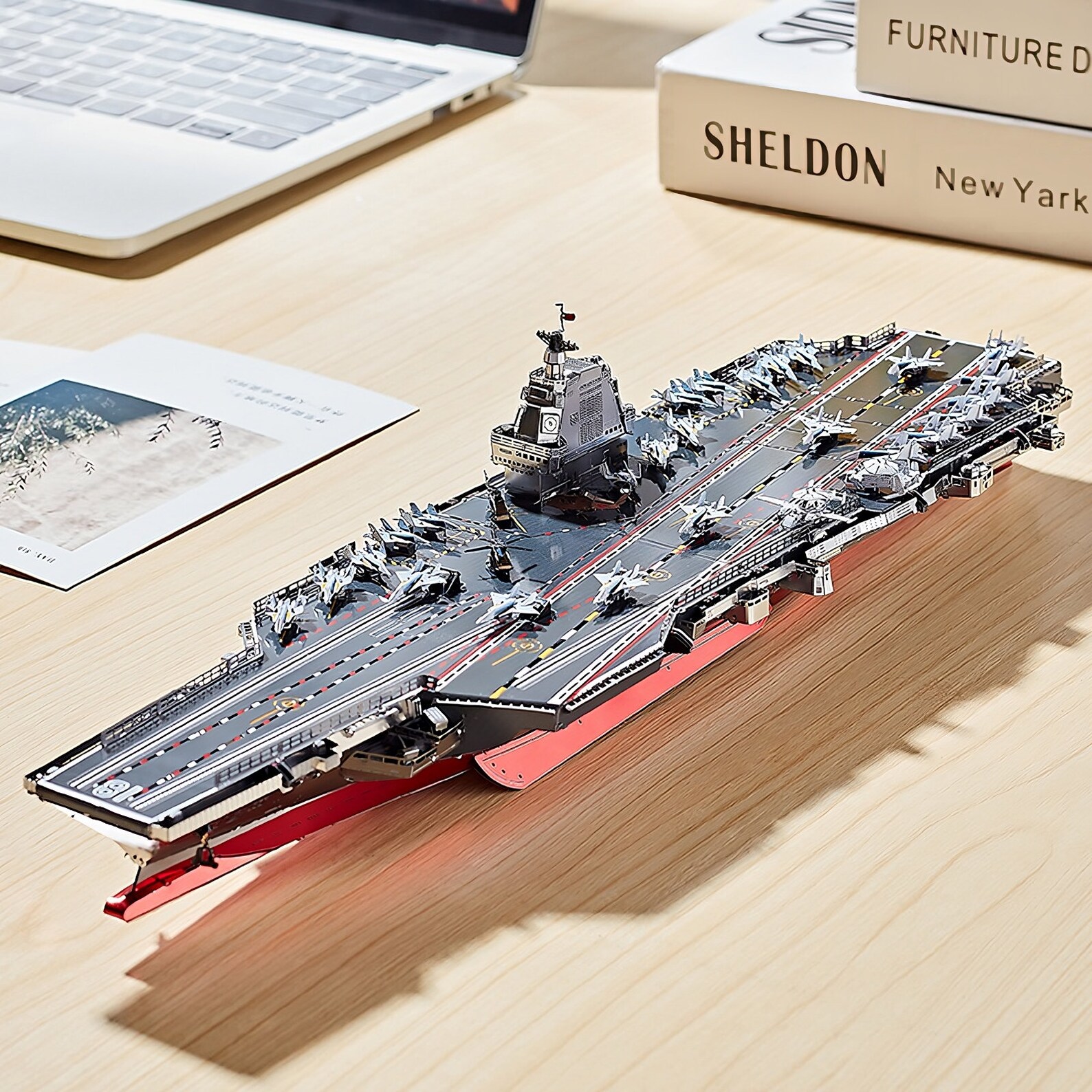 DIY Aircraft Carrier Model Kit With Light Metal Puzzle for Adults and