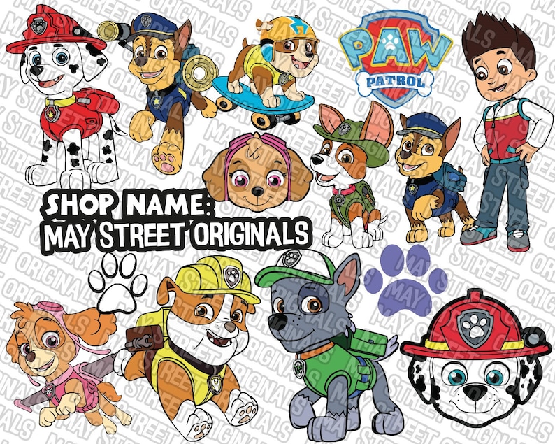 paw patrol svg paw patrol clipart paw patrol cut file paw svg chase svg dig svg marshall svg paw patrol cricut