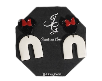 Minnie & Mickey Polymer Clay Earrings | Disney Earrings | Minnie Earrings| Holiday Theme | Disney World Jewelry | Festive Earrings