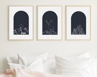 SJM multiverse prints navy | velaris, terrasen, lunation, crescent city, acotar, tog, sarah j maas inspired, digital download, wall art