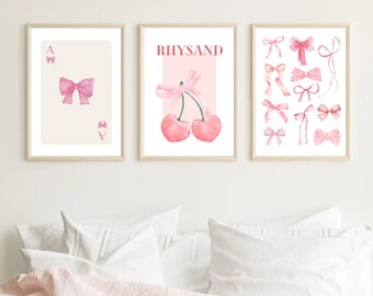 RHYSAND acotar pink Schleifen Drucke 3er Set | SJM, sarah j maas inspiriert, Fledermausjungen, kokett, velaris, rhysand, innerer Kreis, rosa, Nachtgericht