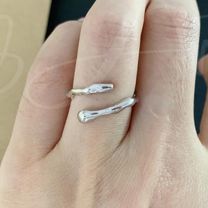 Sterling Silver Melted Ring ,Adjustable Simple Ring for Women，Irregular Stackable Open Ring, Wrap Silver Ring, Birthday Gift For Him