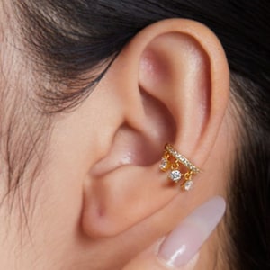 CZ Ear Cuff Ohrringe Kein Piercing, Sterlingsilber Quaste Ohrmanschetten, Gold Vermeil Cuff Ohrringe, Conch Ohrring, Knorpel Ohrmanschetten, Fake Piercing