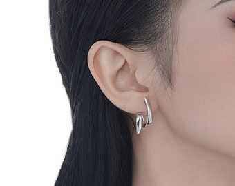Asymmetric Spiral Earrings,Sterling Silver Ear Lobe Cuff Earrings, Stud Lobe Cuff Earrings,Statement Earrings,Cool Earrings,Twisted Studs