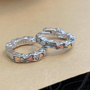 Colorful Enamel Huggie Hoop Earrings with Sterling Silver,Unique Hoop Earrings for Kids,Hypoallergenic Dainty Small Earrings,Birthday Gift