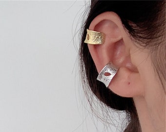 Textured Ear Cuff No Piercing , Sterling Silver Ear Cuffs, Unisex Conch Cuffs Earring,Wide Ear Wrap,Gold Cartilage Cuffs,Single Earring