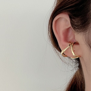 Lobe Ear Cuff with Sterling Silver ,Ear Lobe Hook earrings , Ear Cuff Non Piercing,Geometric Cuff Earring, Gold Cartilage Cuffs
