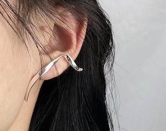 Pendientes trepadores de orejas, pendientes trepadores largos de orejas, pendientes trepadores de orejas de plata, pendientes trepadores de orejas, pendientes de barra de plata, pendientes tipo puño de oreja, pendientes trepadores de orejas, regalos para ella