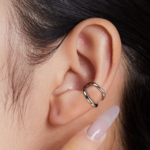 Double  Ear Cuff,Silver Ear Cuff Earrings,No Piercing Cartilage Earring,Gold Ear Cuff,Silver Ear Wrap,Ear Clamps,Conch Ear Cuff