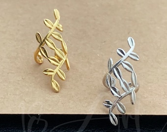 Leaves  Ear Cuff No Pearcing,925 Sterling Silver Conch Warp Cuff Earrings for Unisex
