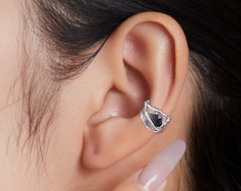 Branch Ear Cuff with Tourmaline,Sterling Silver Ear Cuffs,No Piercing Ear Cuff ,Gemstone Conch Earring,Cartilage Ear Cuffs,Unisex Ear Cuff