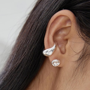 Pendiente de aro con forma de lágrima, pendiente de cartílago minimalista, pendiente de plata de ley 925 con forma de puño para la oreja, pendiente de plata de ley con forma de puño para la oreja, pendiente de plata de ley 925 con forma de puño para la oreja