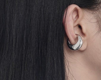 Lobe Ear Cuff,Chunky Ear Cuff Non Piercing,Tear Drop Hoop Earring,Stelring Silver Cartilage Cuff,925 Silver Wrap Earring