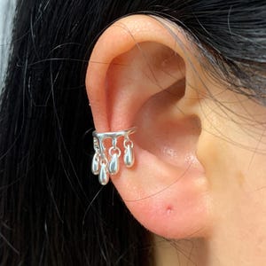 Silver tear drop Ear Cuff no Piercing,Tasse Cartilage Conch Earring For Women, Warp Cuff Earrings,Mother's Day,Birthday Christmas Gifts