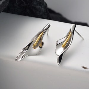 Calla Lily Flower Post Earrings,925 Sterling Silver Cala Flower Dangle Earrings, SIlver Floral Earrings,Anniversary Gift,Birthday Gifts