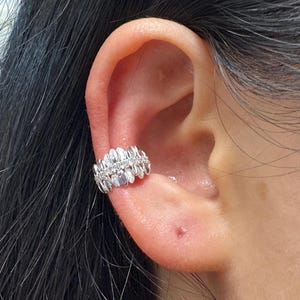 Silver Leaves Ear Cuff,Dainty Ear Cuff,Non Pierced CZ Ear Cuff,Conch Warp Earrings,Sterling Silver Gold Plated ,Birthday Valentine's Day