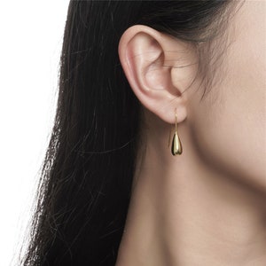 Sterling Silver Tear Drop Earrings,Dainty Hook Earrings,Water Drop Earring,Gold Plated Droplet Earrings,Drop Earrings,Birthday Gift for her