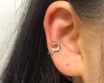 Cute Deer ear cuff,No Piercing Silver Ear Cuffs,Tiny Cartilage Conch Warp Cuff Earirngs,Unique Birthday Gifts,Christmas Reindeer jewelry