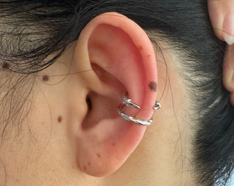 ORAZIO 3 stuks oormanchet goud zilver 925 voor dames oorklem oorbellen fake helix kraakbeen oor manchet oormanchetten clip on wrap ooroorbellen sieradenset, Zilver, Zirkonia