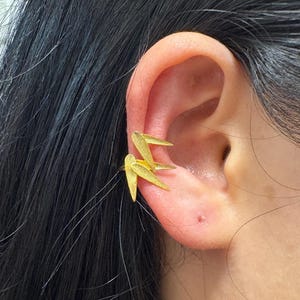 925 Sterling Silver Bamboo Leaves Ear Cuffs No Piercing ,Gold Plated Leaf Warp Cuff,Dainty Conch Cuff,Cartilage Hoop Earrings,Birthday gift