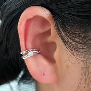 Sterling Silver Ear Cuff con Opa, Ear Cuff, Doppio Ear Cuff senza piercing, Orecchino a conchiglia, Fascia per l'orecchio, Orecchini a polsino per cartilagine, Regali per lei