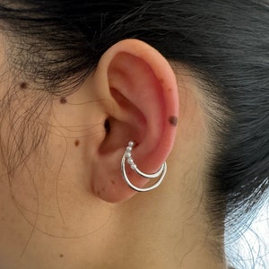 Sterling Silver Ear Cuff with Pearl ,Double Ear Cuff with Pearls ,Gold Conch Earring,Cartilage Ear Cuffs,Pearl ear cuff no piercing