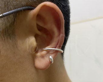 Ear Lobe Cuff Earrings With Sterling Silver,Unique Cuff Earrings No Piercing,Simple Hoop Earrings,Wrap Earrings for Unisex,Birthday Gift