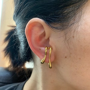 Ear Lobe Cuff Earrings,Double Ear Cuff, Gold Ear Wrap, Minimalist Ear Cuff, Chunky Ear Cuff, Minimalist Ear Cuff No Piercing,Gift for her